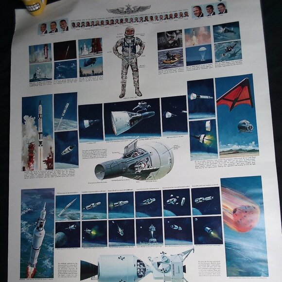 Vintage 60's NASA Space Poster Apollo Gemini Capsule Mercury Project RARE - Picture 1 of 7